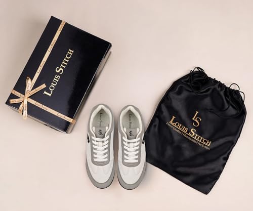 LOUIS STITCH Women’s Grey and White Casual Lightweight Sneakers | Ortholite Cushioned Comfort | Dual-Color TPR Sole | Lightweight & Comfortable Casual Lace-Up Shoes | LSD-SNK-NBL-GYWH | UK-8