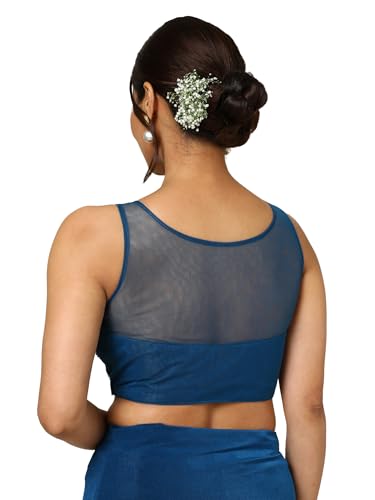 Soch Womens Teal Nylon Blend Saree With Sequins