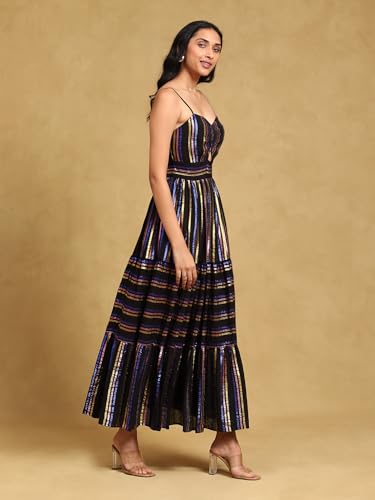Label RITU KUMAR Black Striped Dress