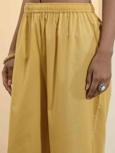 BIBA Solid Cotton Silk Straight Festive Kurta Set