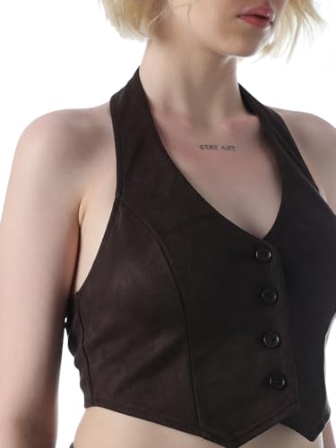 ONLY Women's Solid Regular Fit Brown Waistcoat