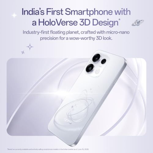 Oppo Reno16c 5G (Starry White, 8GB, 128GB) | 3D Design | 50MP 3.5X Telephoto Camera | 4K Video | AI Remix Collage | 7000mAh 80W SUPERVOOC | ColorOS 16 | IP69K | Dimensity 7300