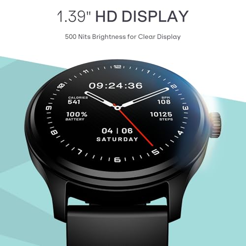 boAt Lunar Discovery Neo, 1.39" (3.5 cm) Round HD Display, Premium Metallic Finish, Animated Watchfaces, 100+ Sports Mode, Bluetooth Calling, Smart Watch for Men & Women (Active Black)