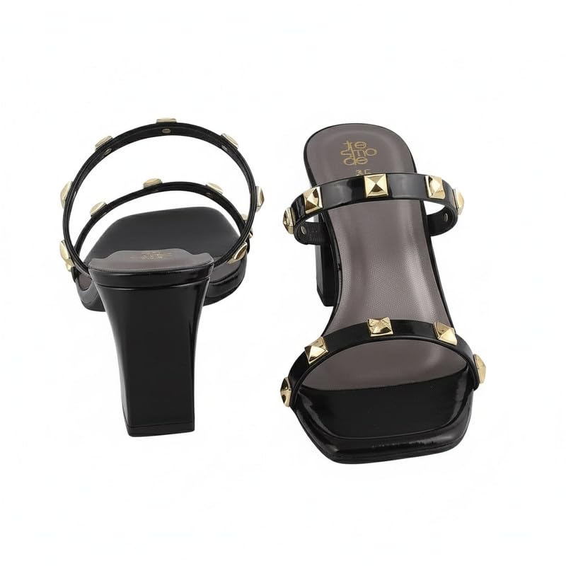 tresmode MAG Black Women's Dress Block Heel Sandals in Size 5 UK / 38 EU