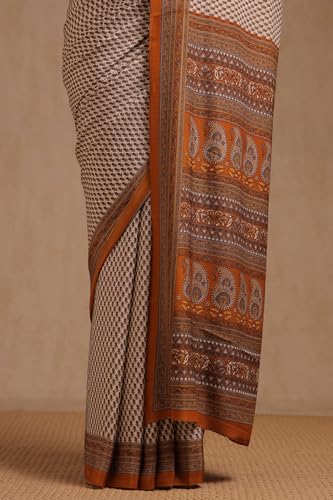 Soch Womens Cream Crepe Floral Print Saree