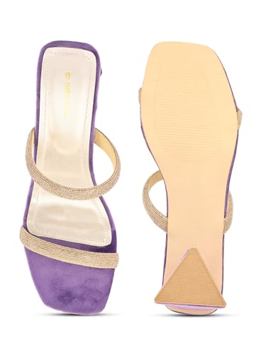 pelle albero Women Purple Embellished Slip-On Block Heels Sandals PA-PL-5005_PURPLE_40