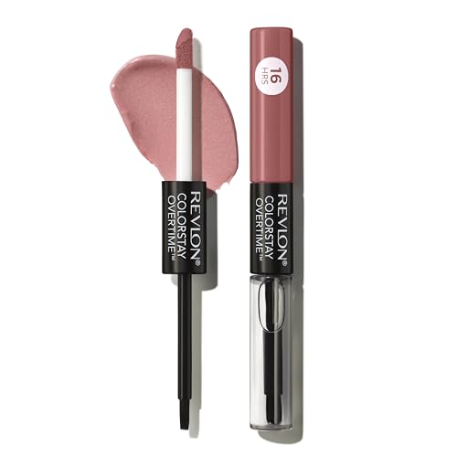Revlon Liquid Lipstick with Clear Lip Gloss, ColorStay Overtime Lipcolor, Dual Ended with Vitamin E, 340 Eternally Tan, 4 ml