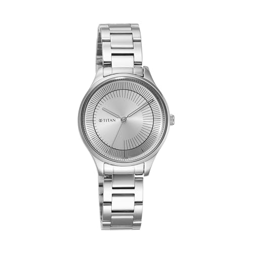 Titan Classique Plain 3 Hands Silver Round Dial Silver A1Stainless Steel Strap Women's Watch - 2649SM03