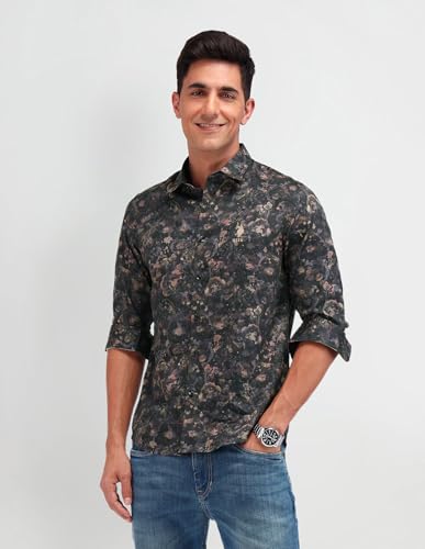 U.S. POLO ASSN. DENIM CO. Slim Fit Satin Shirt (UDSHT1355_Olive_44)