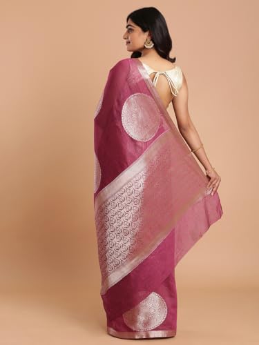 Kalyan Silks Rani Pink Jerry Design Cotton Silk Saree
