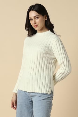 Women Beige Textured Round Neck Casual Sweater