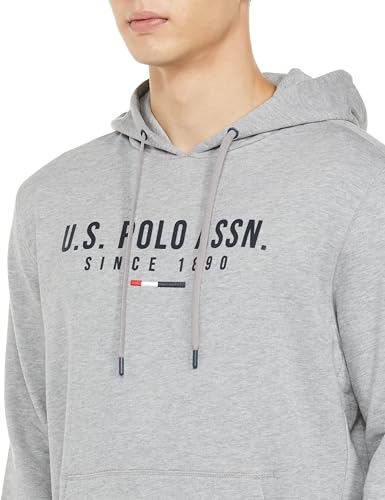 U.S. POLO ASSN. Mens Solid Full Sleeve Front Closed Hoddie Sweatshirts (USSWSS3031_Grey_S)