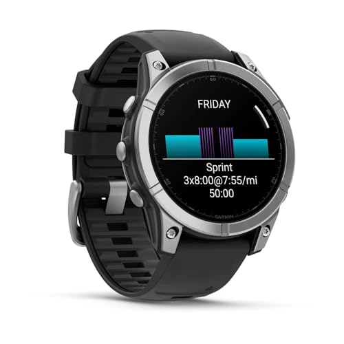 Garmin Fēnix® E – 47 mm, AMOLED Stainless Steel with Black Silicone Band