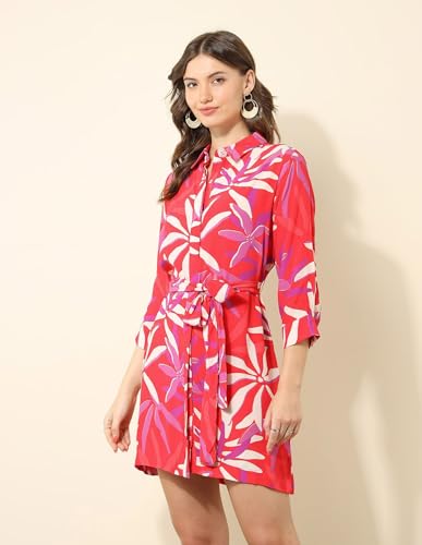 U.S. POLO ASSN. Women Floral Printed Shirt Dress (UWSS25DRS164_Multi-Colour_S)