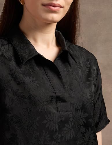 U.S. POLO ASSN. Polo Collar Jacquard Shift Dress (UWAW24DRS142_Black_XS)