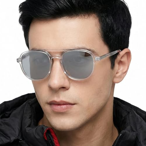 John Jacobs 100% UV Protected | Transparent-Green Full Rim Square | Stylish & Premium Sunglasses | For Men & Women | Large | JJ S13312