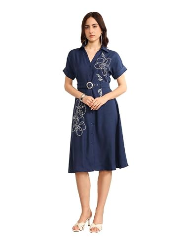 Kazo Concord Midi Dress with Belt (Blue L)