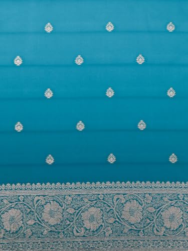 MOHEY Women's Art Silk Woven Saree with Blouse Piece (Teal Blue)