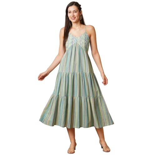 Globus Women Ethnic Dress (GS568246_Green_L)