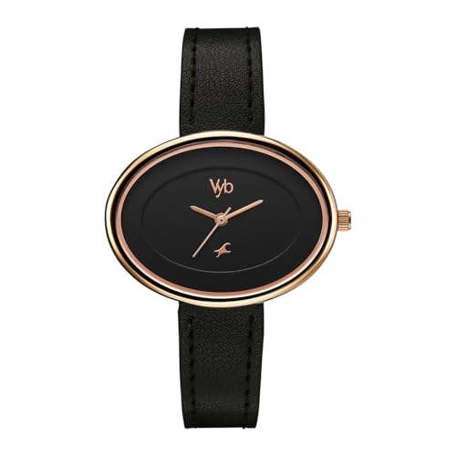 Fastrack Vyb Mirage Quartz Analog Black Dial Black Split Leather Strap Watch for Women - FV60103WL01W