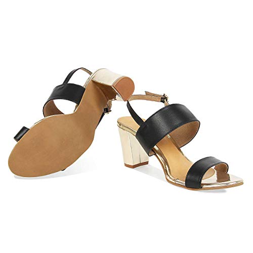 ROCIA Black Double Strap Block Heels