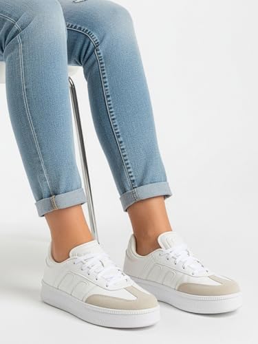 Vendoz Women Sneaker | Cushioned Insole for Comfort | Stylish Lace-Up Design | Lightweigh & Perfect for Casual Outfit for Girls CNV7030WT-36 White