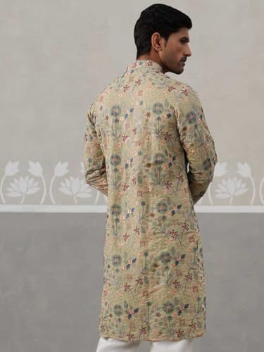 Jompers Embroidered Kurta for Men (Pista, M)