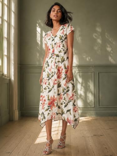 Max Women Floral Print Midi Dress(Multicolour_S)