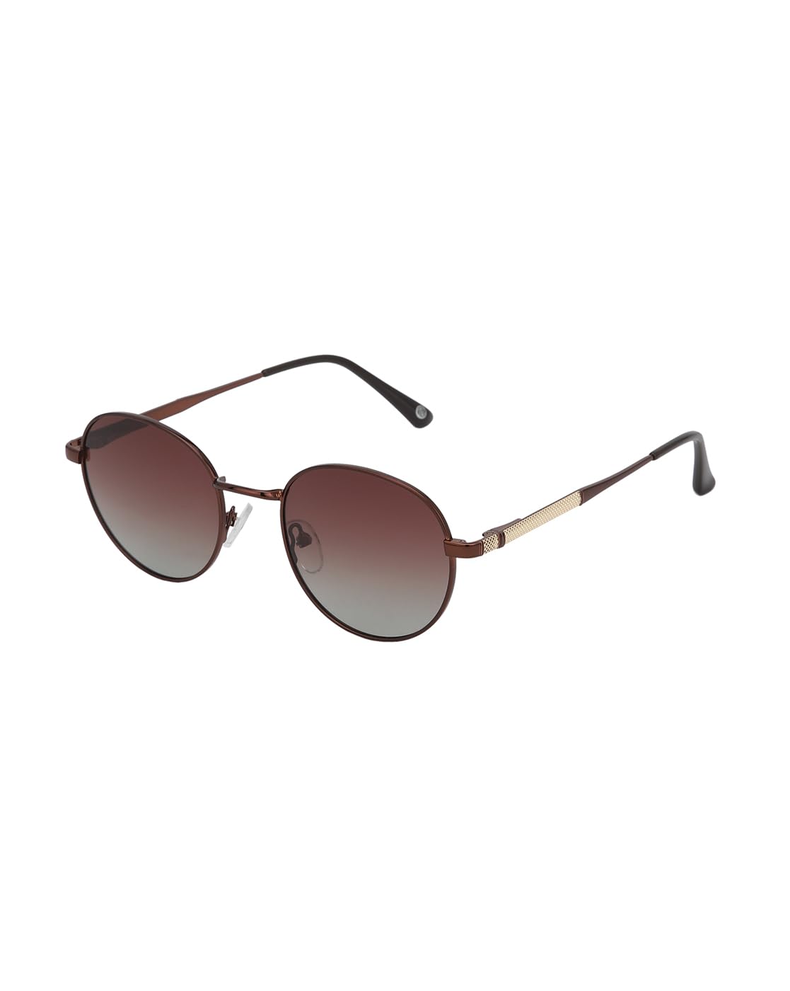 Carlton London Mettalic Brown with Gold Toned Brown Lens Polarised Oval Sunglass for unisex