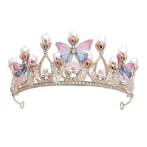 WICHARSH Girls Crystal Tiara Crown Women Flower Butterfly Princess Headband Gift for Wedding Prom Birthday Party Pageant Christmas Hair Accessories Costume Party Gift