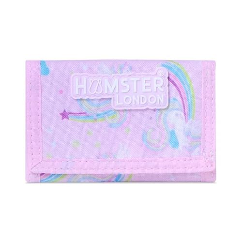 HAMSTER London Perky Unicorn Wallet - Pink, Two Zipped Compartments, Compact Size (L10 x W5 x H0.5)
