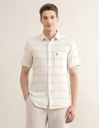 U.S.Polo Association Men's Horizontal Striped Regular Fit Shirt