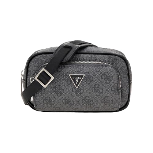GUESS Men Grey Polyurethane Monogram Vezzola Xover Bag with Zipper