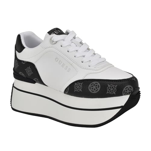 Guess Women's Camrio Sneaker, White/Black Logo 142, 6 UK