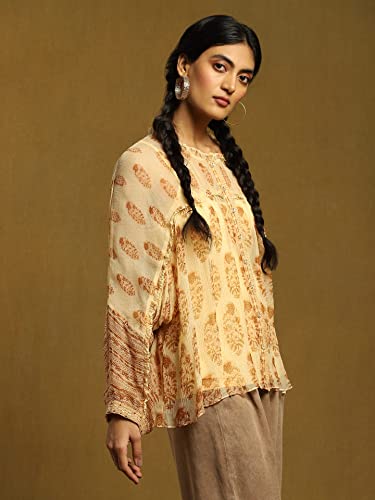 Ritu Kumar Beige Paisley Print Embroidered Shirt with Inner