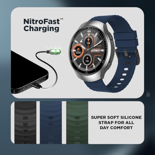 Fastrack VOX CirQ Smart Watch with AI Chat & AI Watchfaces, 1.38” TFT Display, Ripple Design, BT Calling, 24/7 Health Suite, SpO2, HRM, Sleep Tracking, IP68 Water Resistant - Forest Green