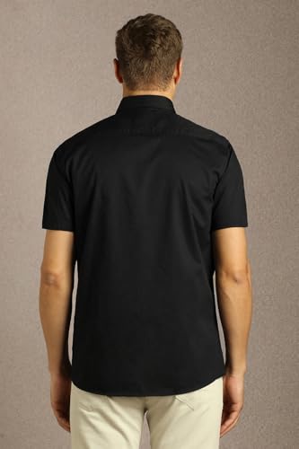 Men Black Solid Half Sleeves Casual Shirt
