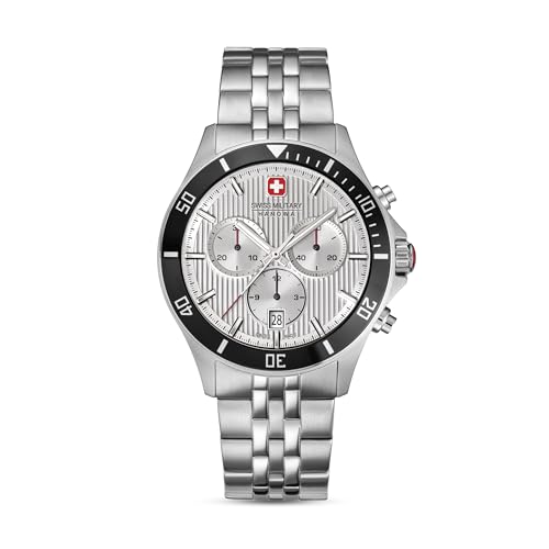 Swiss Military Hanowa Flagship Heritage Chrono | Silver Analog Dial | Chronograph Function | Date Display | Silver Stainless Steel Strap | Swiss Made Quartz Watch - SMWGI0007602