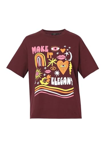 VERO MODA Women's Regular Fit T-Shirt (Winetasting)