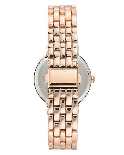Nine West Women's Rose Gold-Tone Bracelet Watch, Analog Display, Metal Band, Limited Movement, Water Resistant, NW/2402GLRG