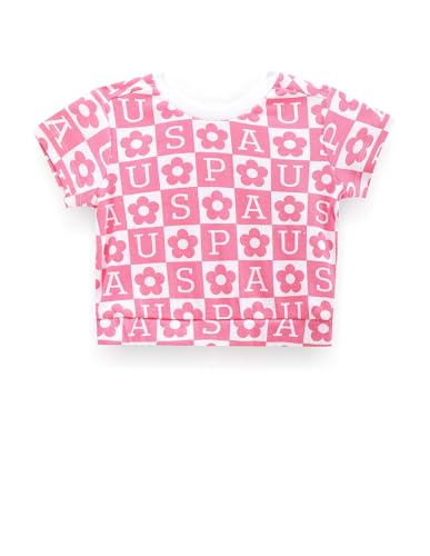 U.S. POLO ASSN. Girls Brand Print Cotton T-Shirt Pink