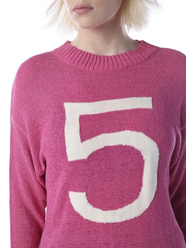 ONLY Women's Typographic Regular Fit Pink Sweater