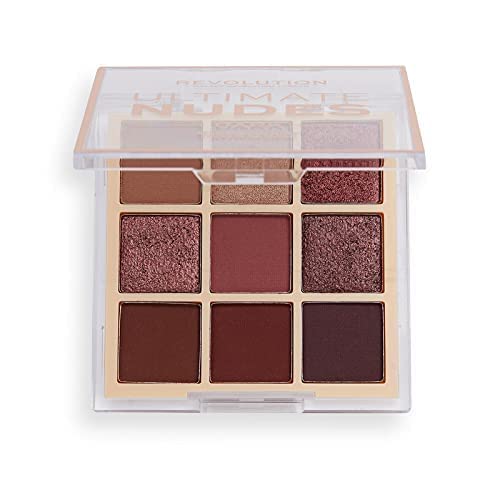 Makeup Revolution Ultimate Nudes Shadow Palette Dark Eyeshadow Palette 9 Pigmented Color for Eye Make Up_ High Professional Mattes and Shimmers Shades-8g
