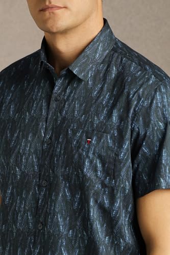 Men Black Print Half Sleeves Casual Shirt
