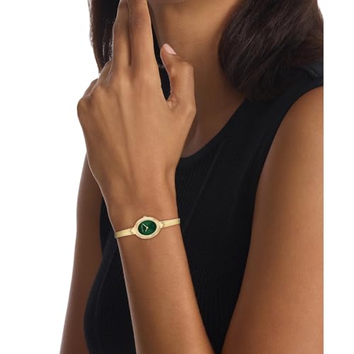 Calvin Klein Twisted Bezel Qtz Basic Mini Green Oval Dial Gold Bangle Watch for Women- 25100203