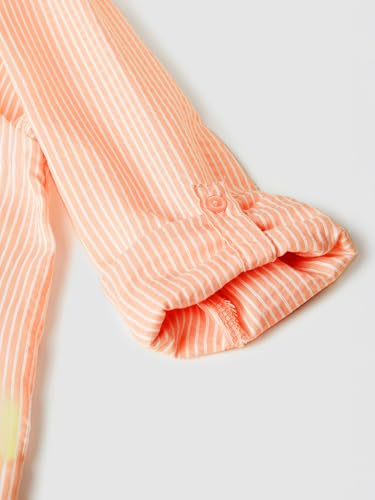 Max Girls Striped Oversized Shirt with T-Shirt (Pink_14-16 Y)