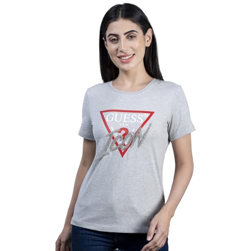 GUESS Women's Regular Fit T-Shirt (W3YI42I3Z14LMGY_Light Melange Grey M M)