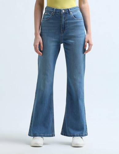 U.S. POLO ASSN. High Rise Extreme Flare Fit Jeans (UWAW24JEN187_Blue_32)
