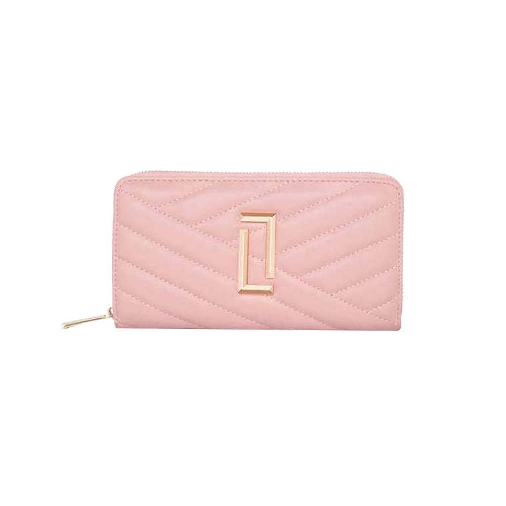 Lavie Zipper Cross PU Women's Casual Wear Wallet (Pink, Large)