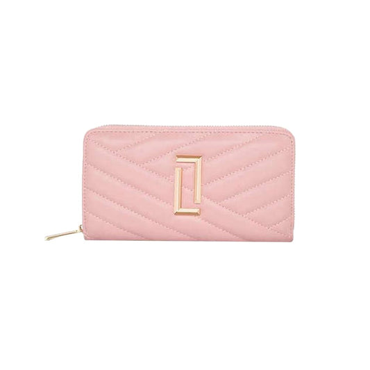 Lavie Zipper Cross PU Women's Casual Wear Wallet (Pink, Large)